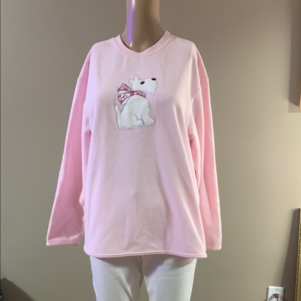 Lands' End Pink Fleece Sweatshirt large